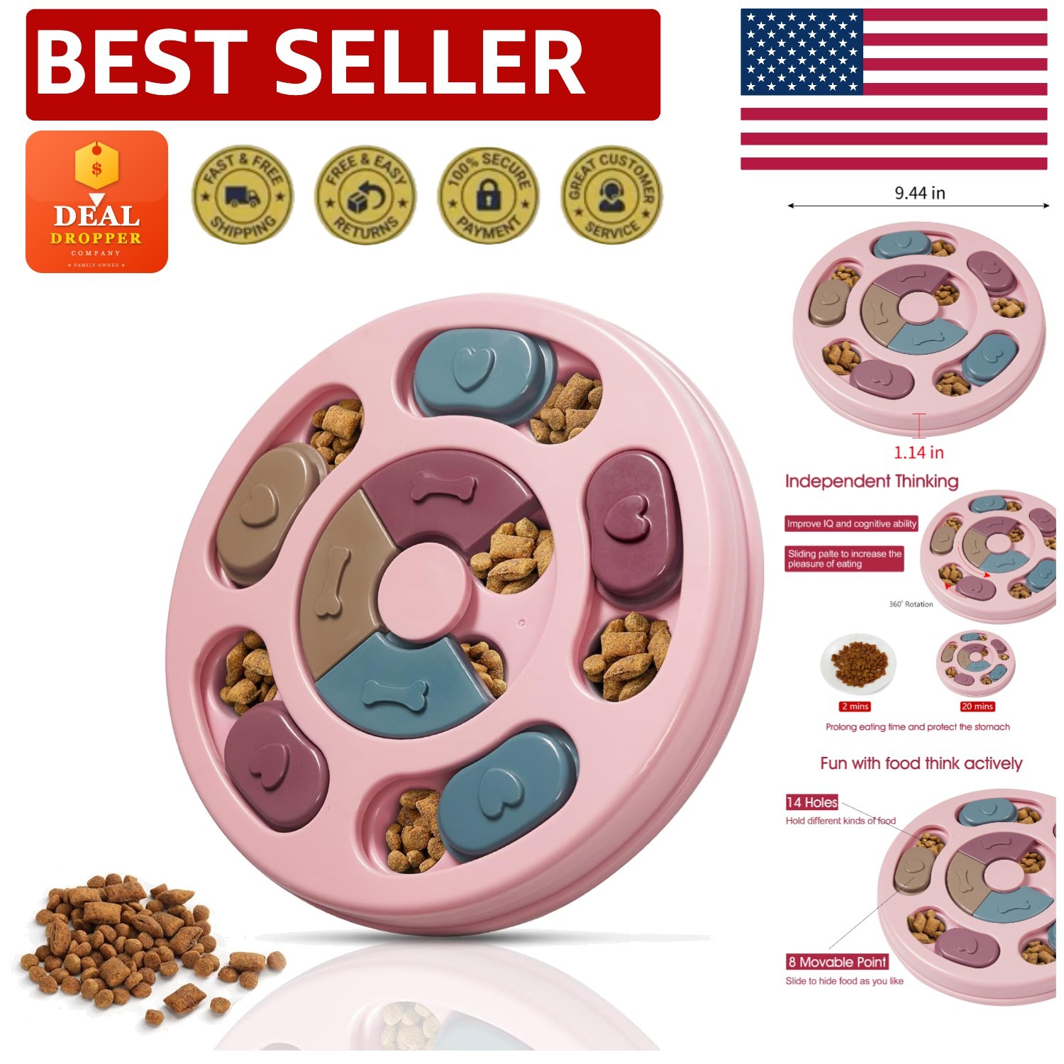 Pink Dog Puzzle Feeder Toy for Small Breeds - Engaging IQ & Mental Stimulation