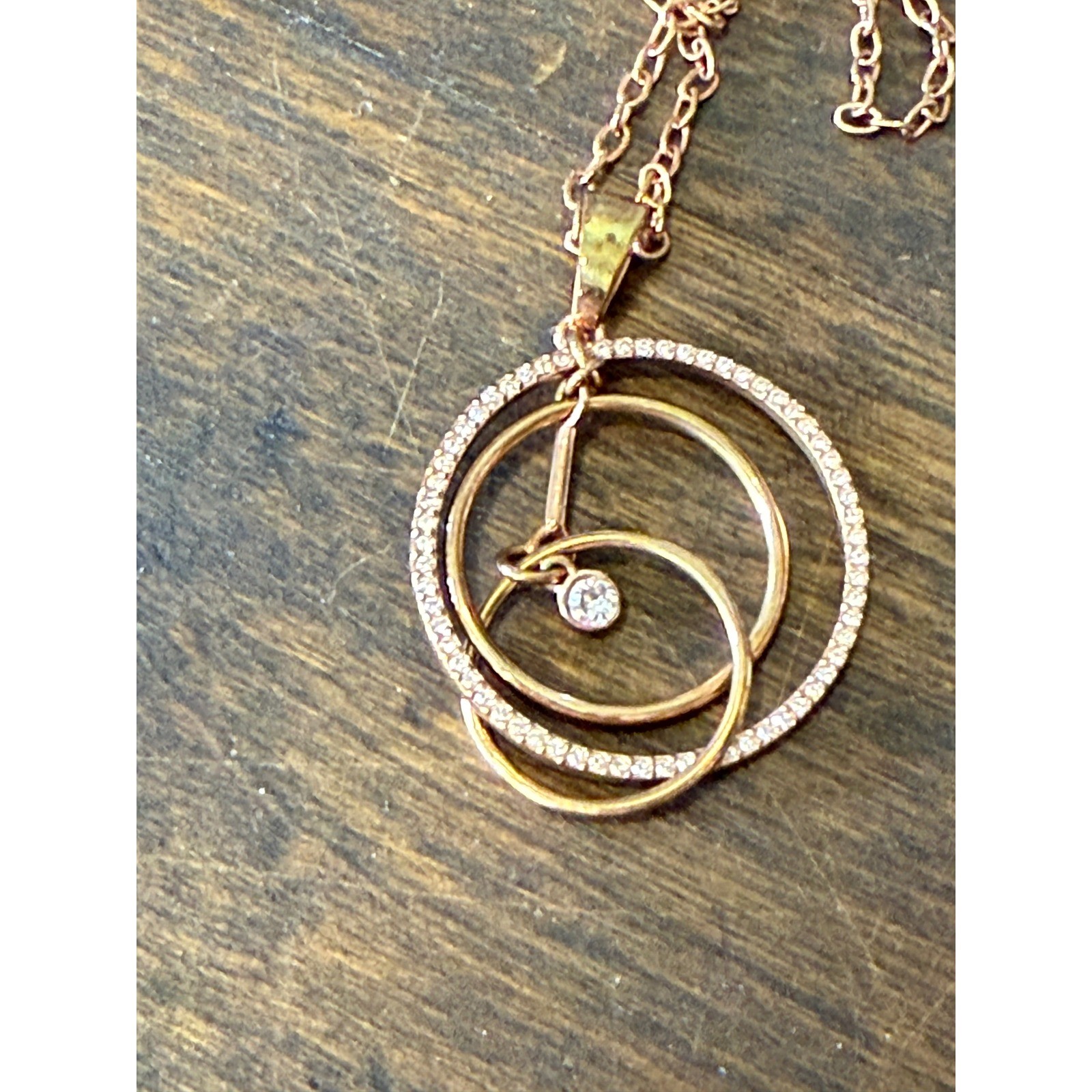 Rose Gold Multi Circle Touchstone Crystal Swarovski Interlocking Ring Necklace