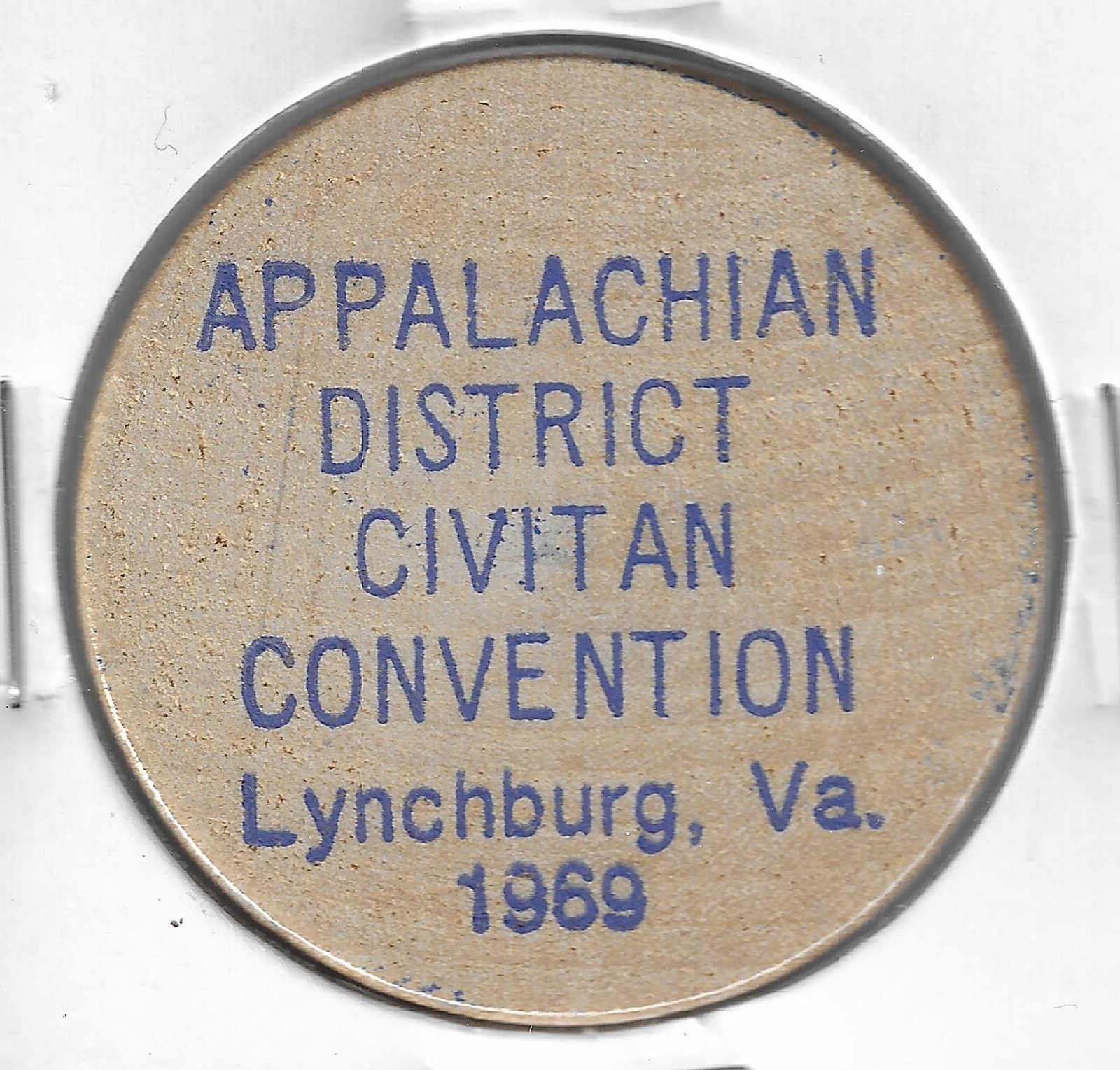 1969, Appalachian District Civitan Convention, Lynchburg, VA, Wooden Nickel