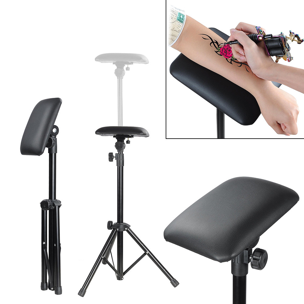 Tattoo Tripod Stand Arm Leg Rest Chair Stand Foldable Adjustable Height Black