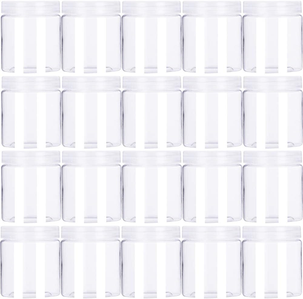 Plastic Jars Lids 20 Pack 4Oz/120Ml round Empty Clear Containers Wide