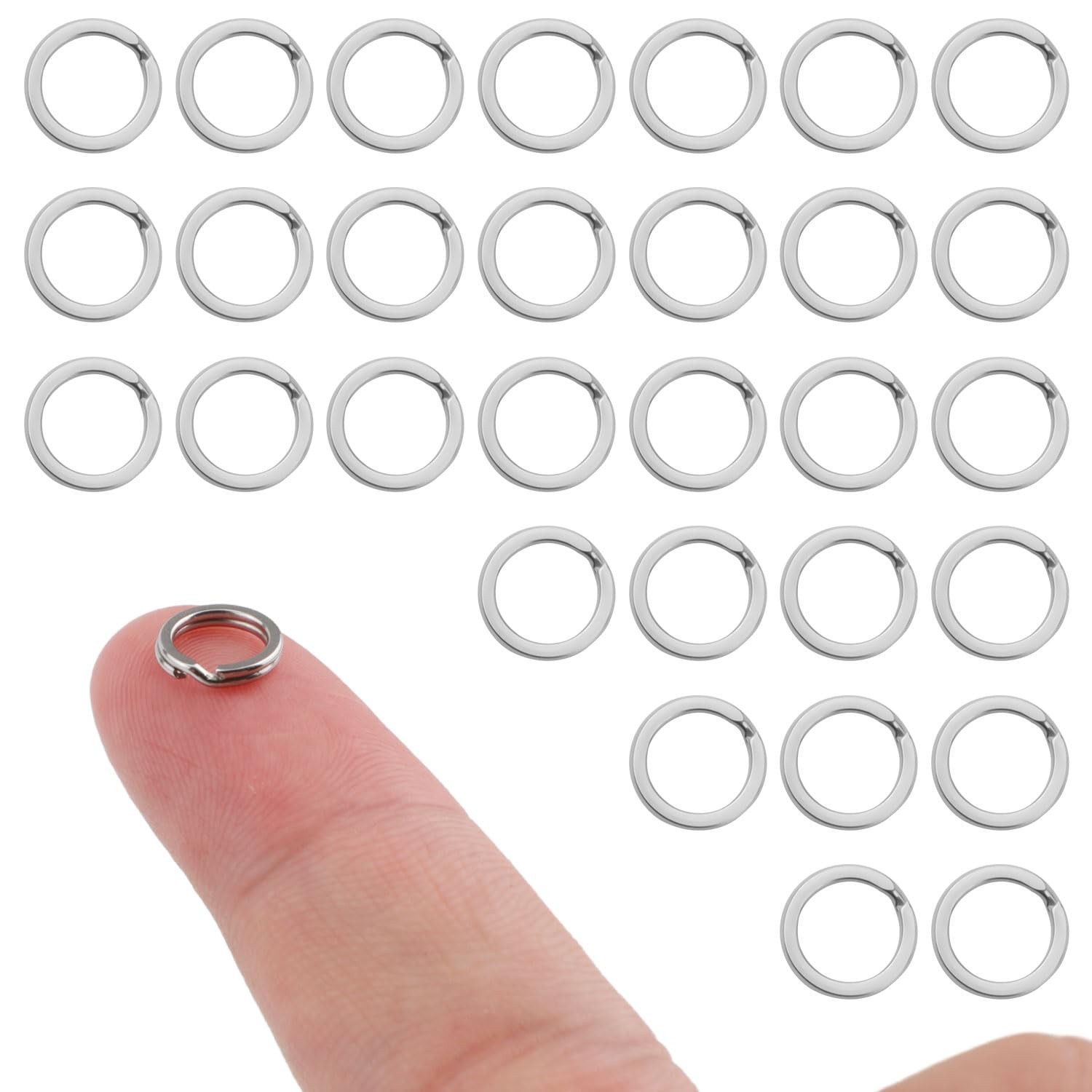 30pcs Split Rings, 8mm Stainless Steel Small Key 0.31x0.31x0.04 inch, silver 