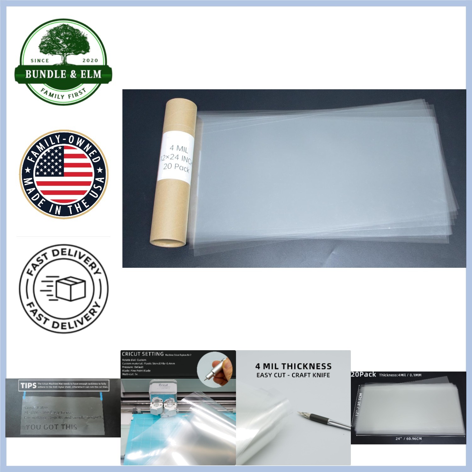 Versatile Blank Mylar Stencil Sheets - 20PCS 12x24 Inch for Hassle-Free Crafting