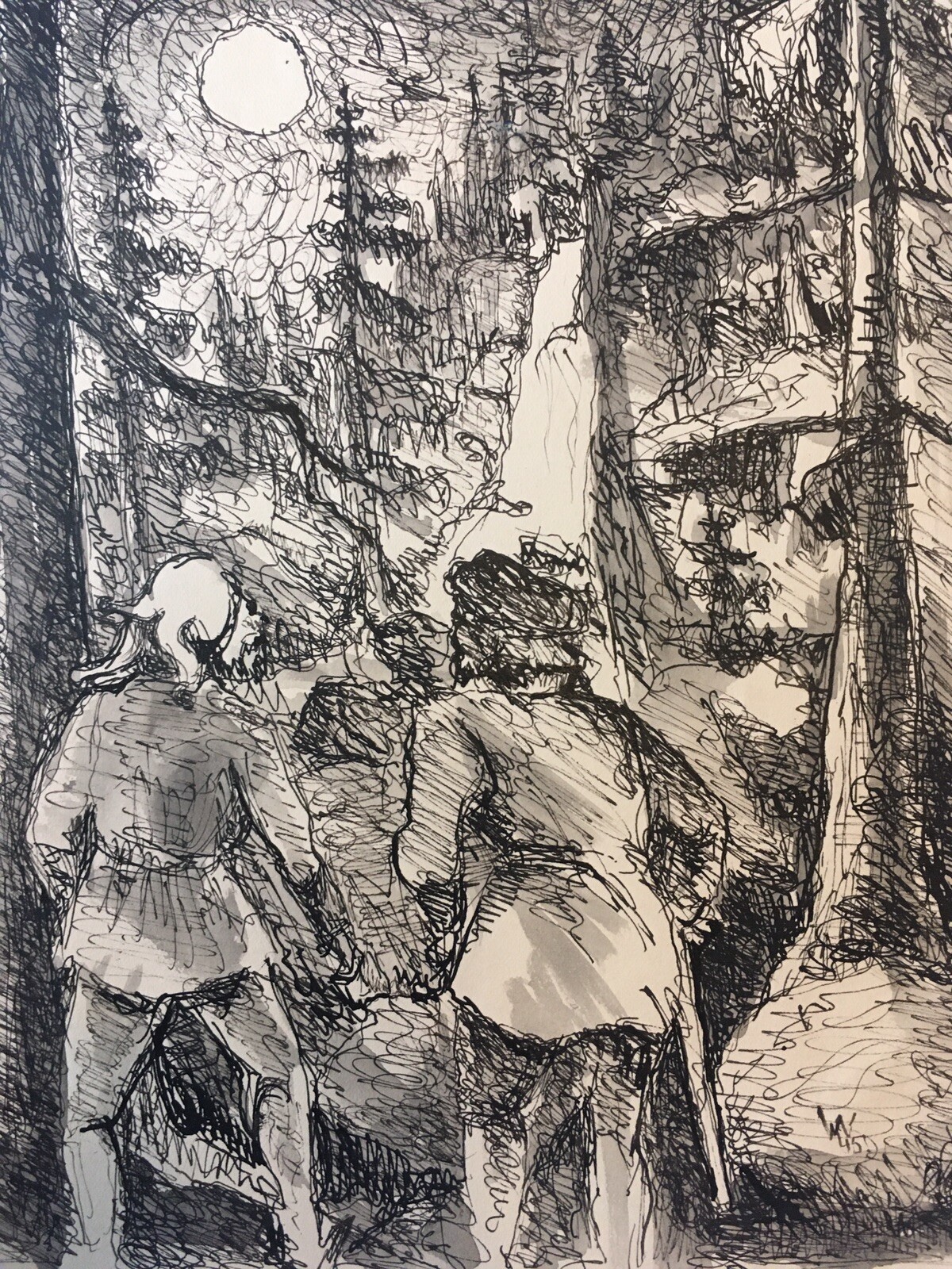 Very Beautiful Surrealist Drawings Ink 1950 Signed W 1945 Expressionist