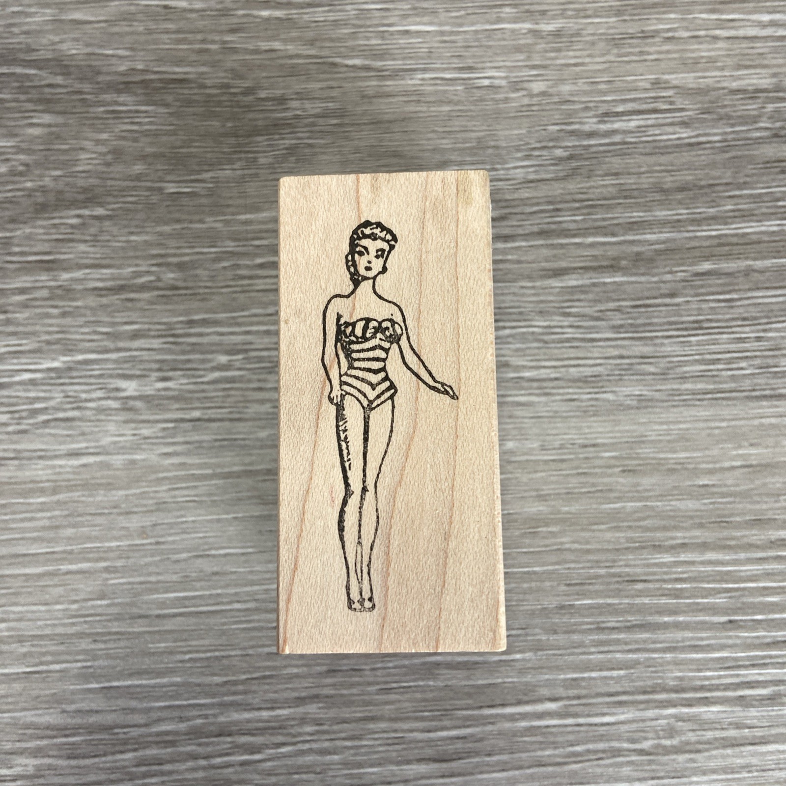 Original Barbie Rubber Stamp Vintage Doll 60s Toy Striped Swimsuit