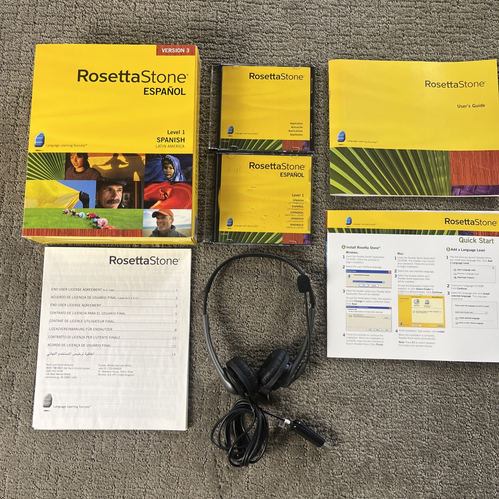 Rosetta Stone Spanish Level 1 Version 3 Complete With Headset