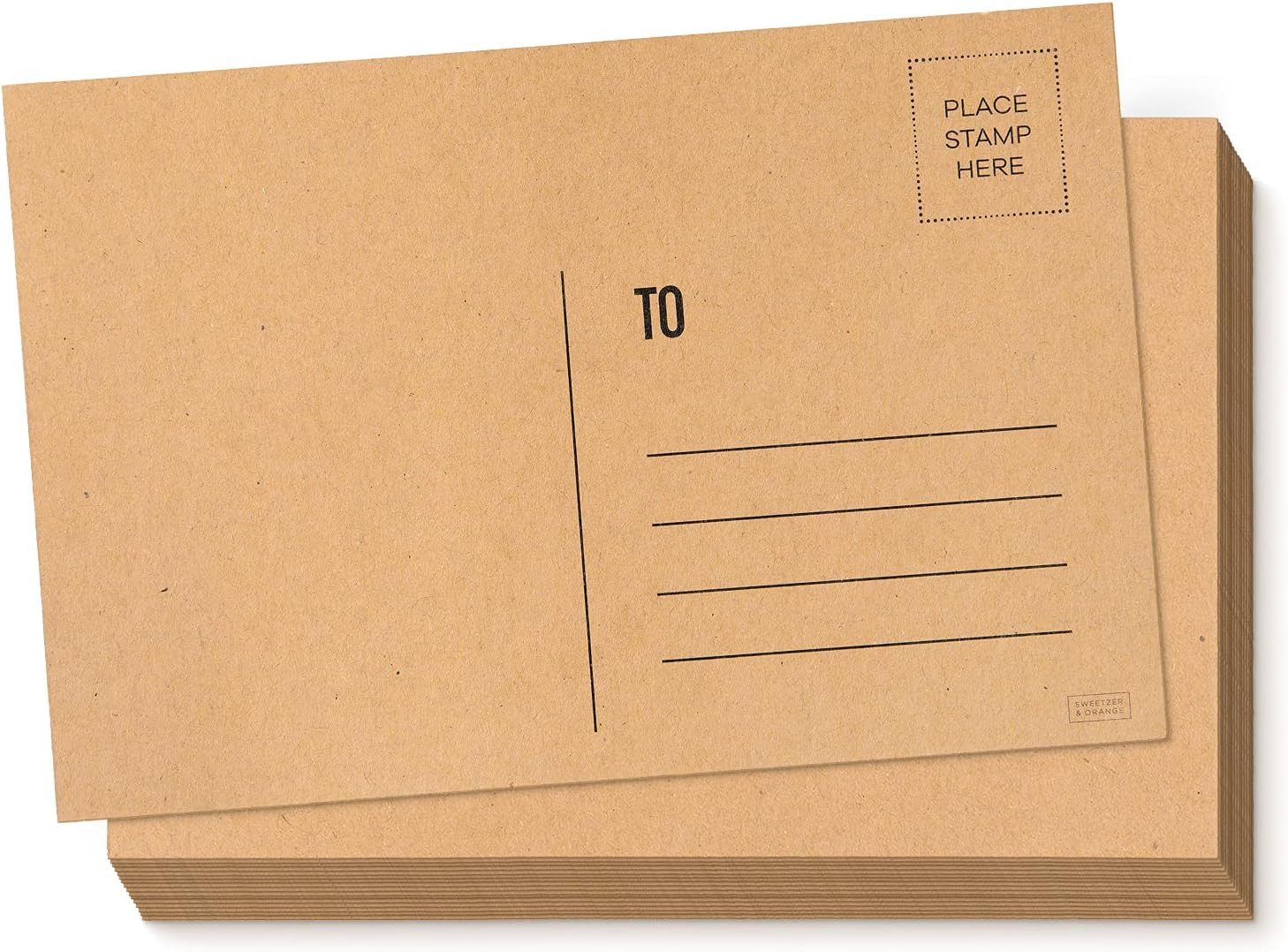 Blank Postcards for Mailing. 60 Kraft 4X6 Plain Message Sheets, Unwritten Mailab