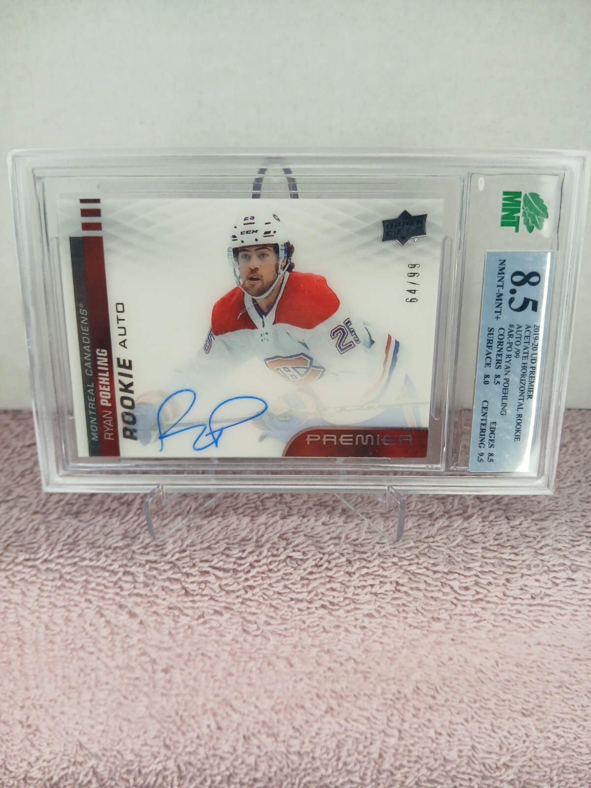 Ryan Poehling ROOKIE Premier Auto MNT 8.5 - NHL Montreal Canadiens Flyers