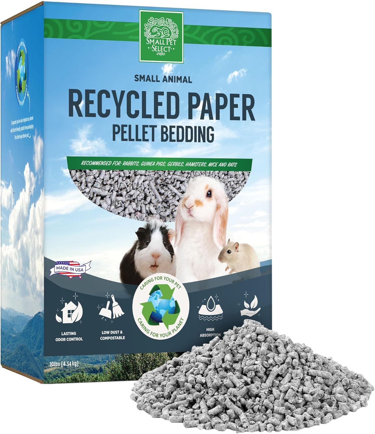 Recycled Paper Pellet Bedding, Litter for Rabbit, Guinea Pig, Hamster, Bunny and