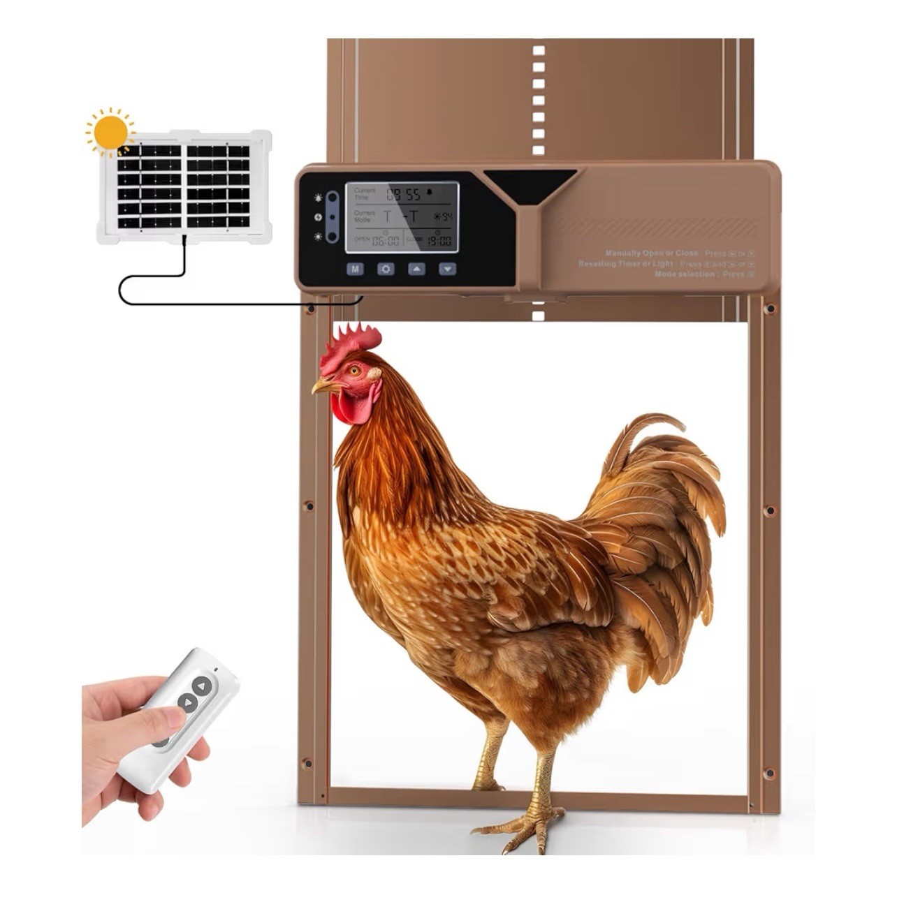 Solar Automatic Chicken Coop Door Opener with Timer Light Sensor Remote Control