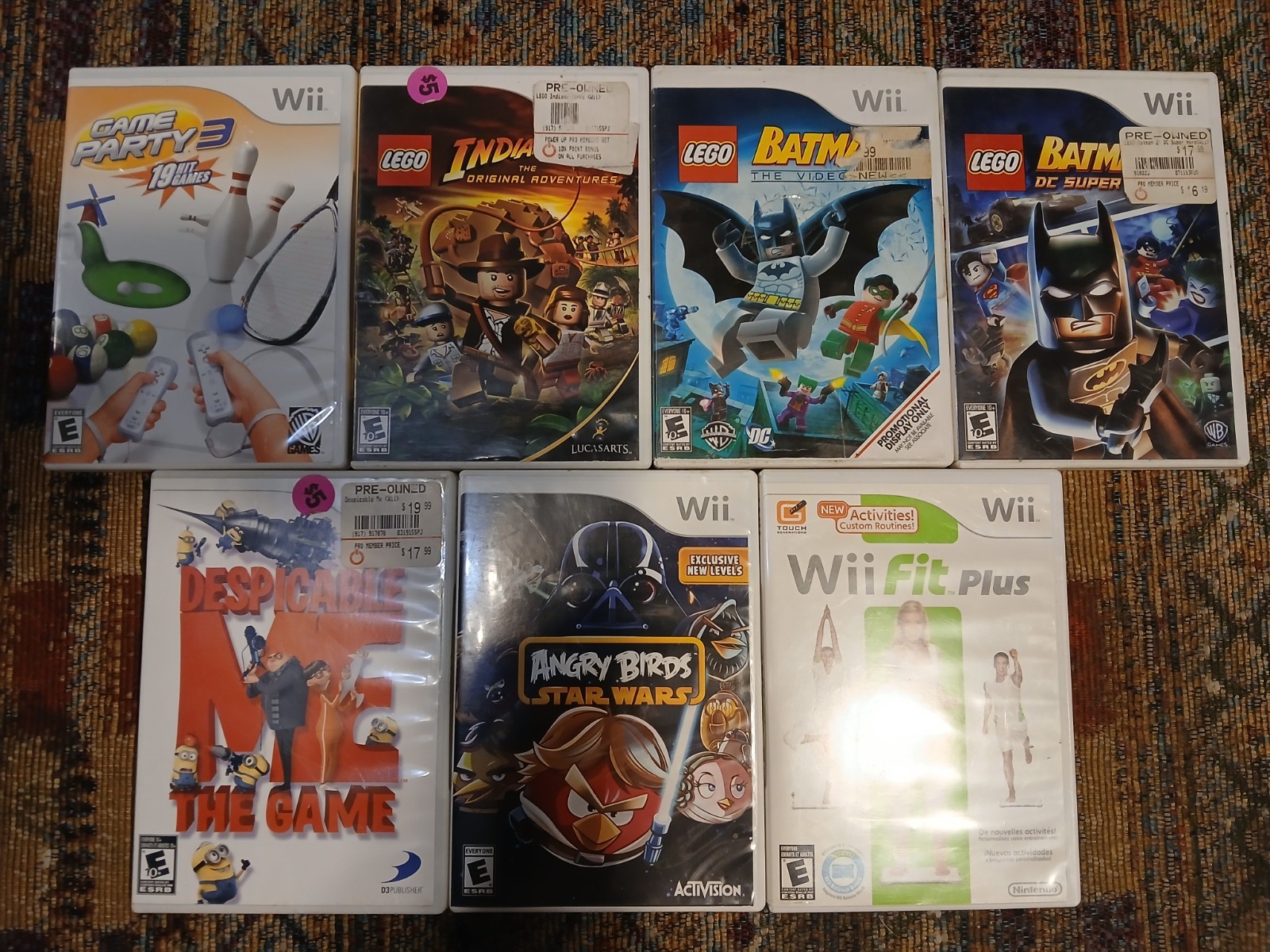 LEGO Batman Angry Birds Star Wars Party 3 Wii Game Lot of 7