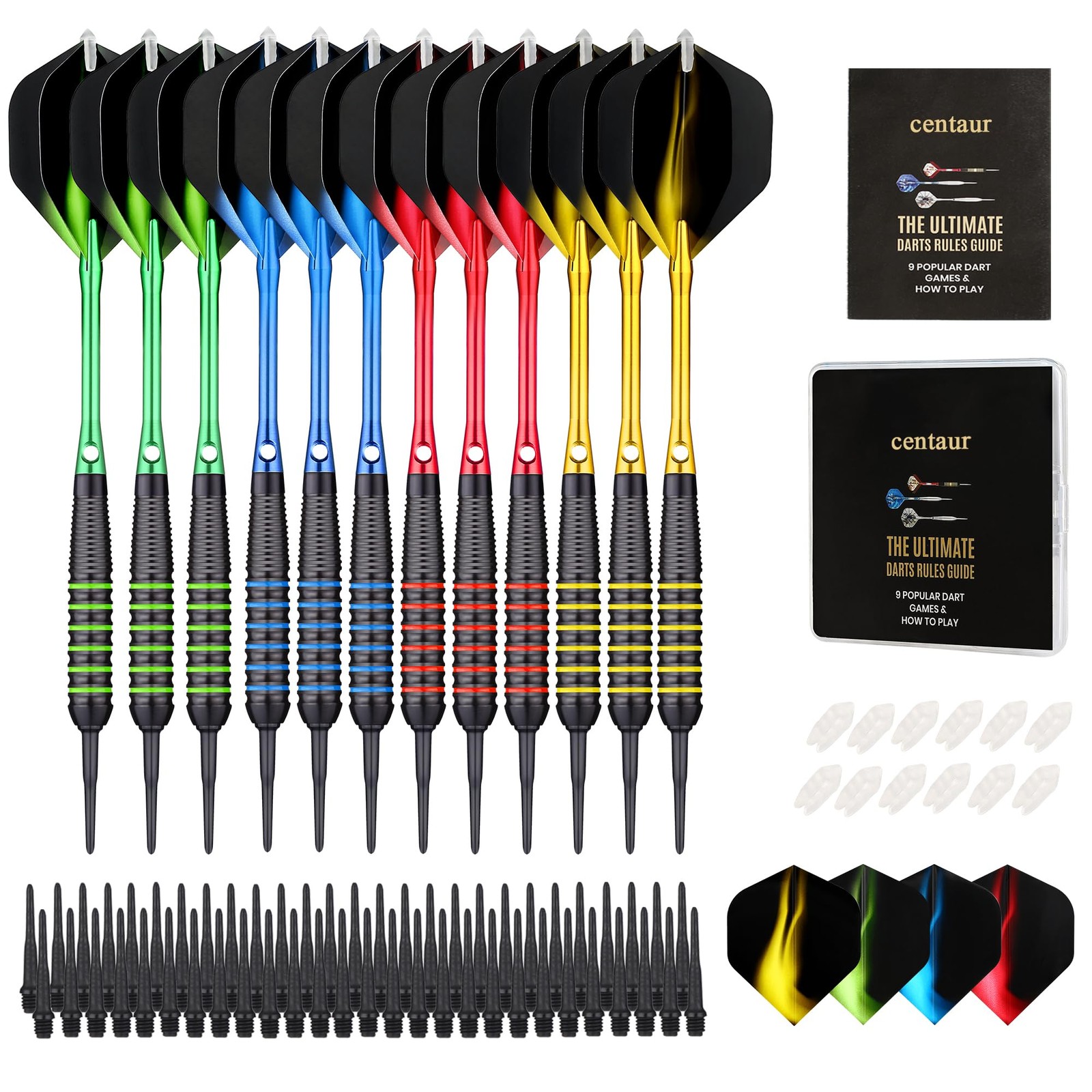12 Pack Soft Tip Darts, Professional 18 Gram Plastic Tip Dart Sets with 4 Col...