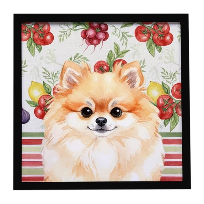 Carolines Treasures WDK8361MFP88 Unisex Pomeranian Vegetables Framed Metal Pr...