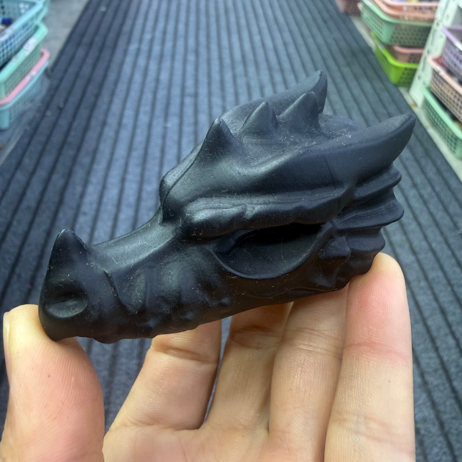 3" natural Obsidian dragon head Quartz Crystal Carved Reiki Healing 1pc