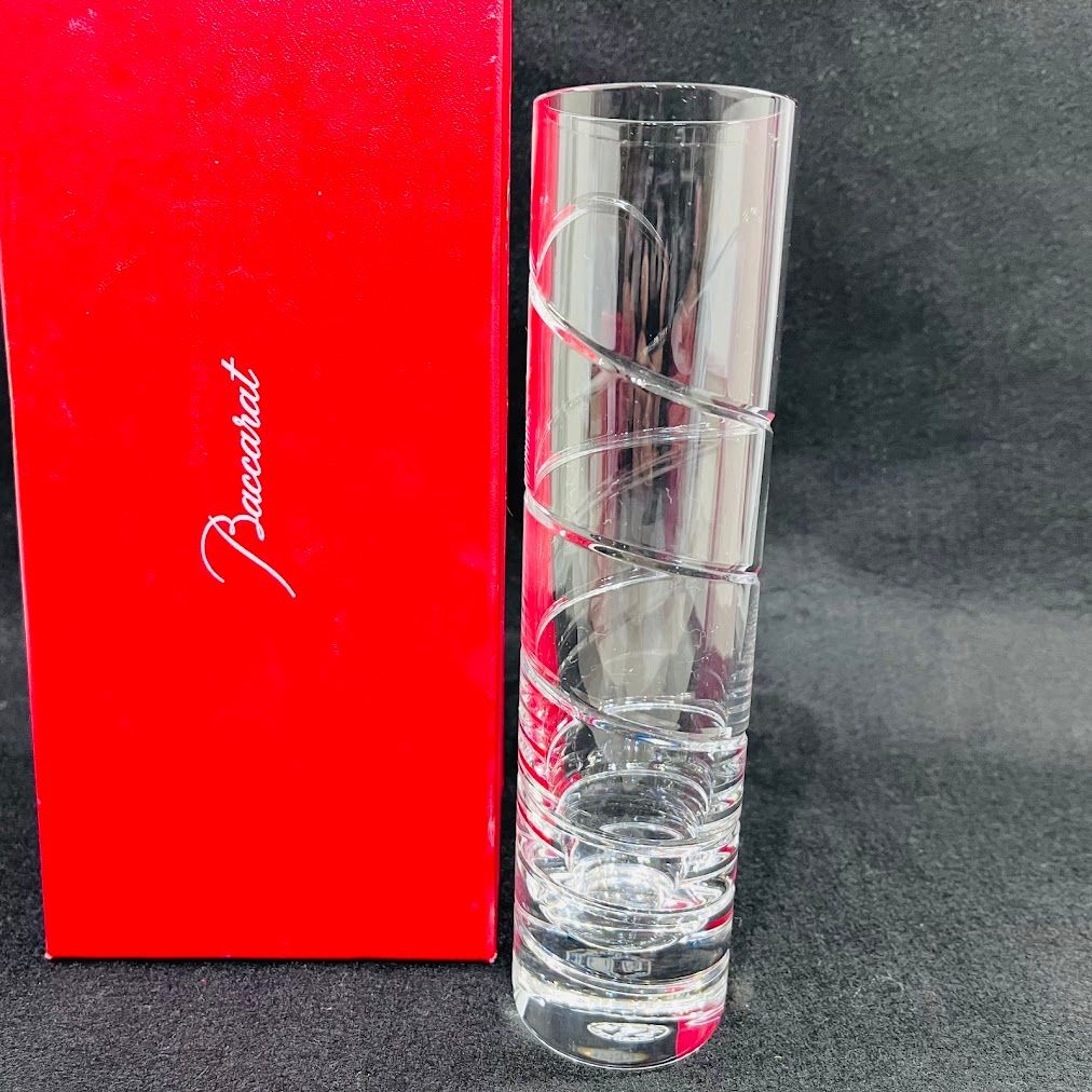 [Used] Baccarat Vase ● Org Spiral Flower Vase 20cm Crystal Single Flower Vase