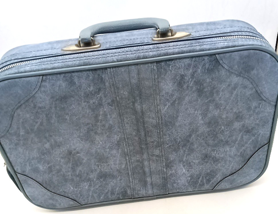 Vintage R.O.C. Small Blue Overnight Travel Bag Suitcase 