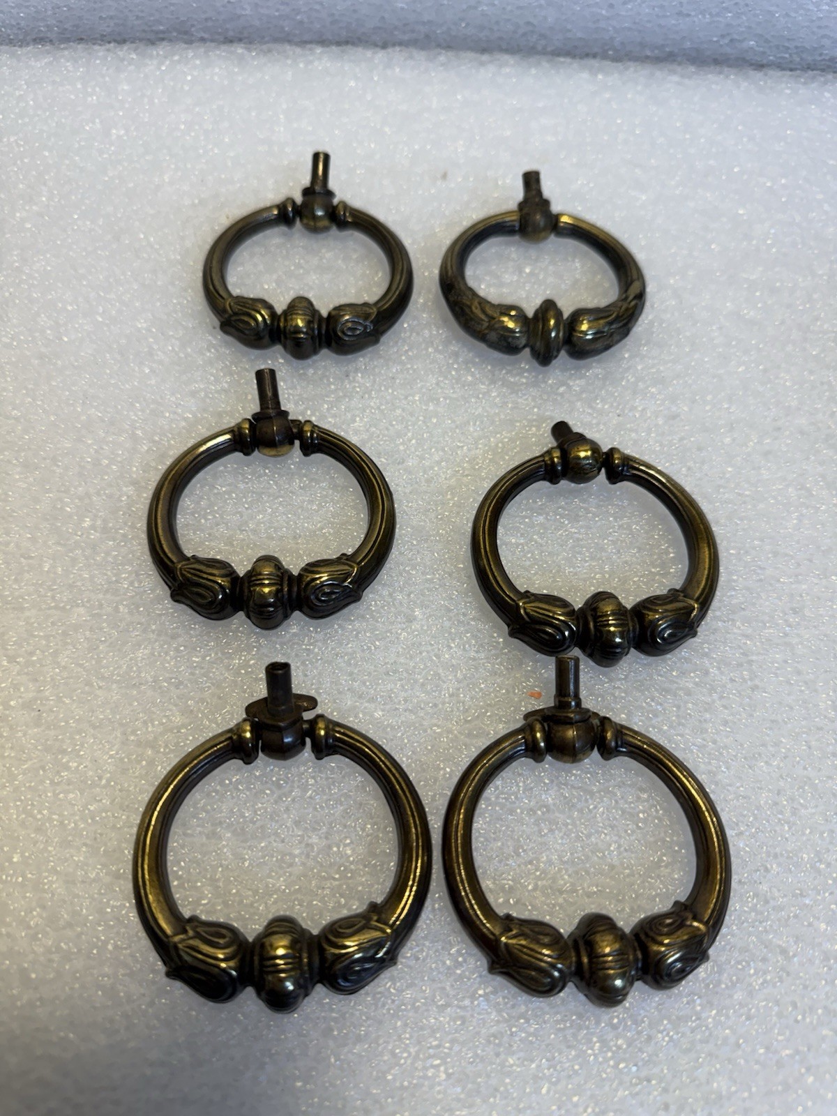 6 Vintage Solid Brass Door Knocker /Drawer Pull Cabinet Hardware Heavy Ornate.