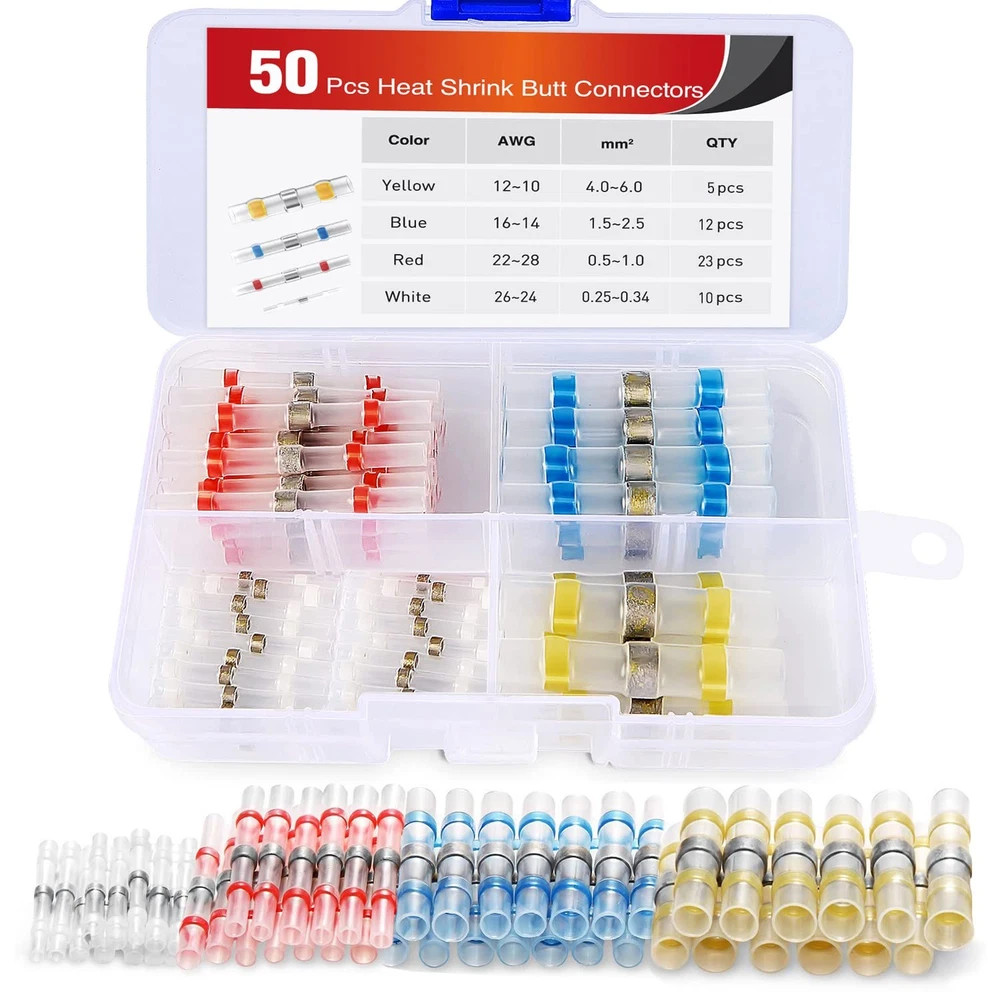 50PCS Waterproof Solder Seal Wire Connectors for Marine Automotive Use