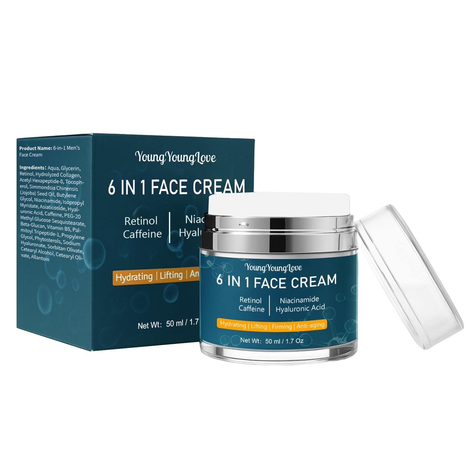 6-in-1 Face Cream for Men with Retinol, Hyaluronic 1.7 Ounce (Pack of 1) 