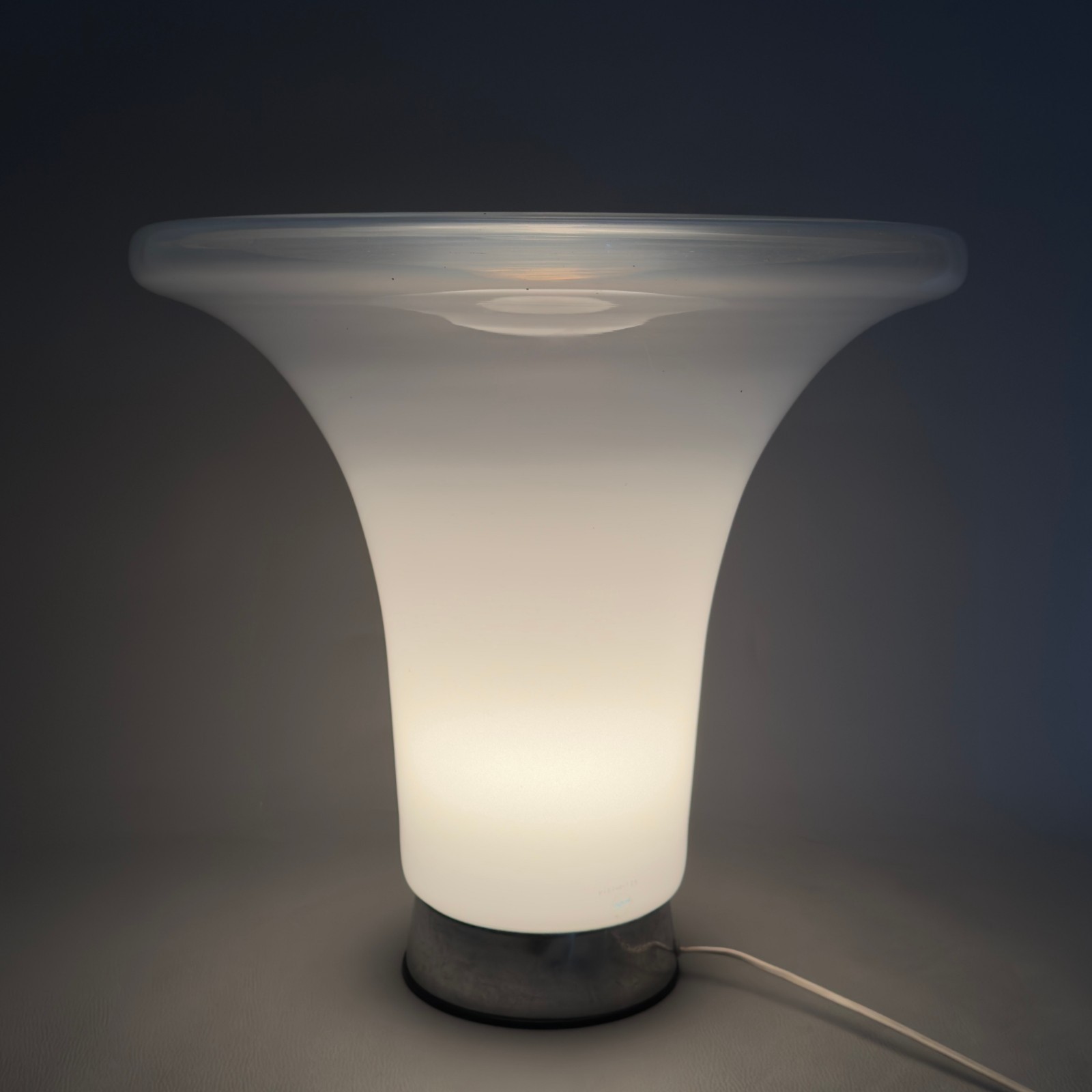 Large Opalino Murano Glass Table Lamp Space Age Design 1970s