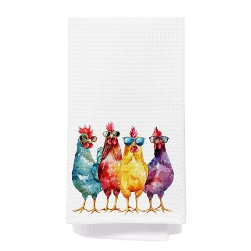 Kitchen Towels, Chicken Lovers Lady Mom Gifts Dish Tea Towels, Funny Chicken