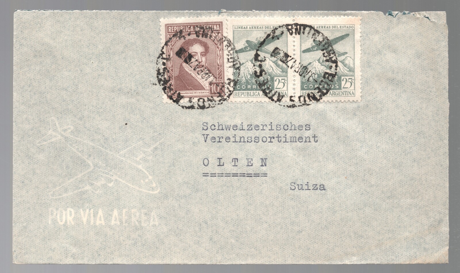 Argentina 1947 Cover to Switzerland