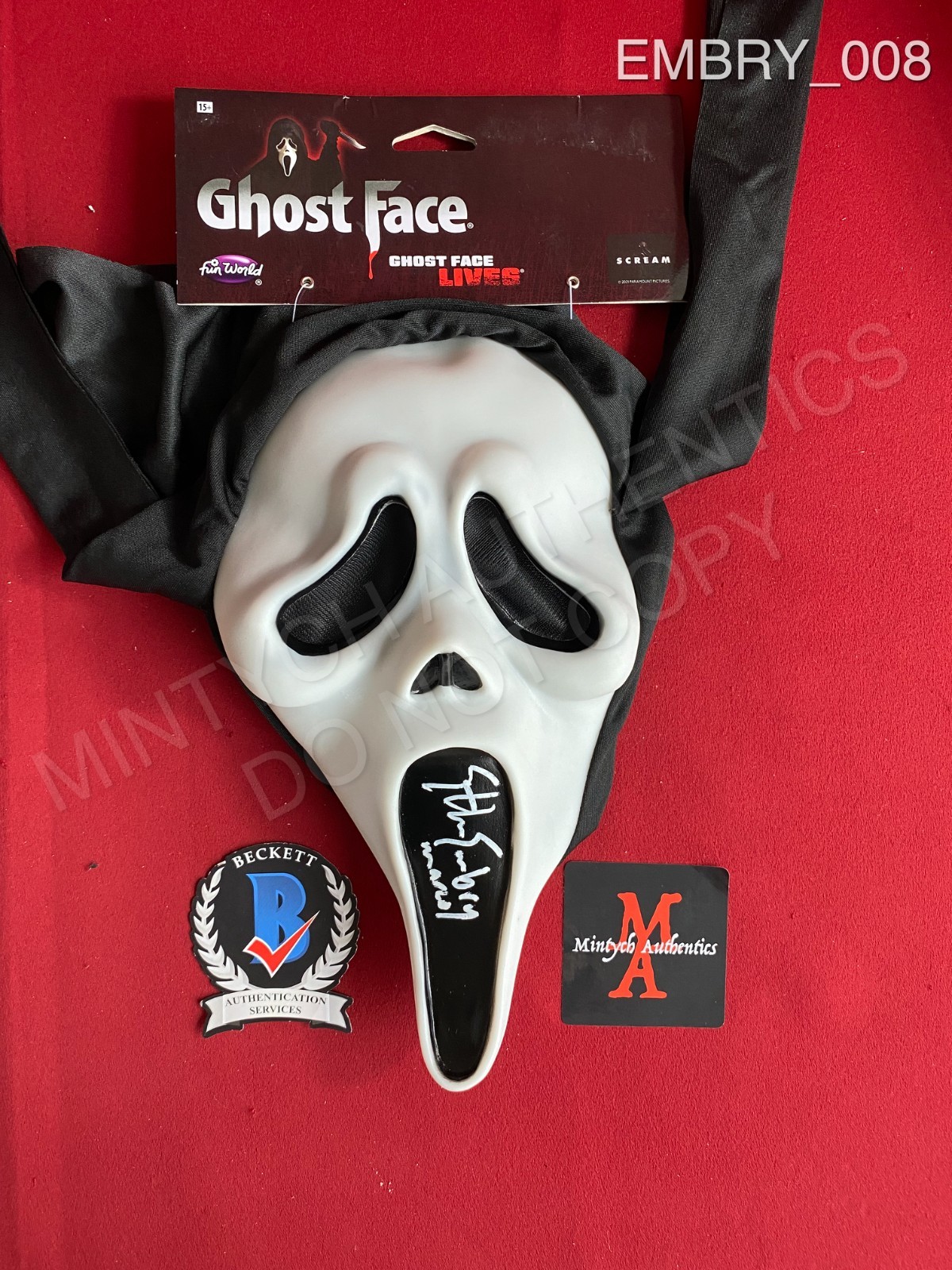 Ethan Embry autographed signed Ghost Face Fun World Mask Scream 7 Beckett Marco