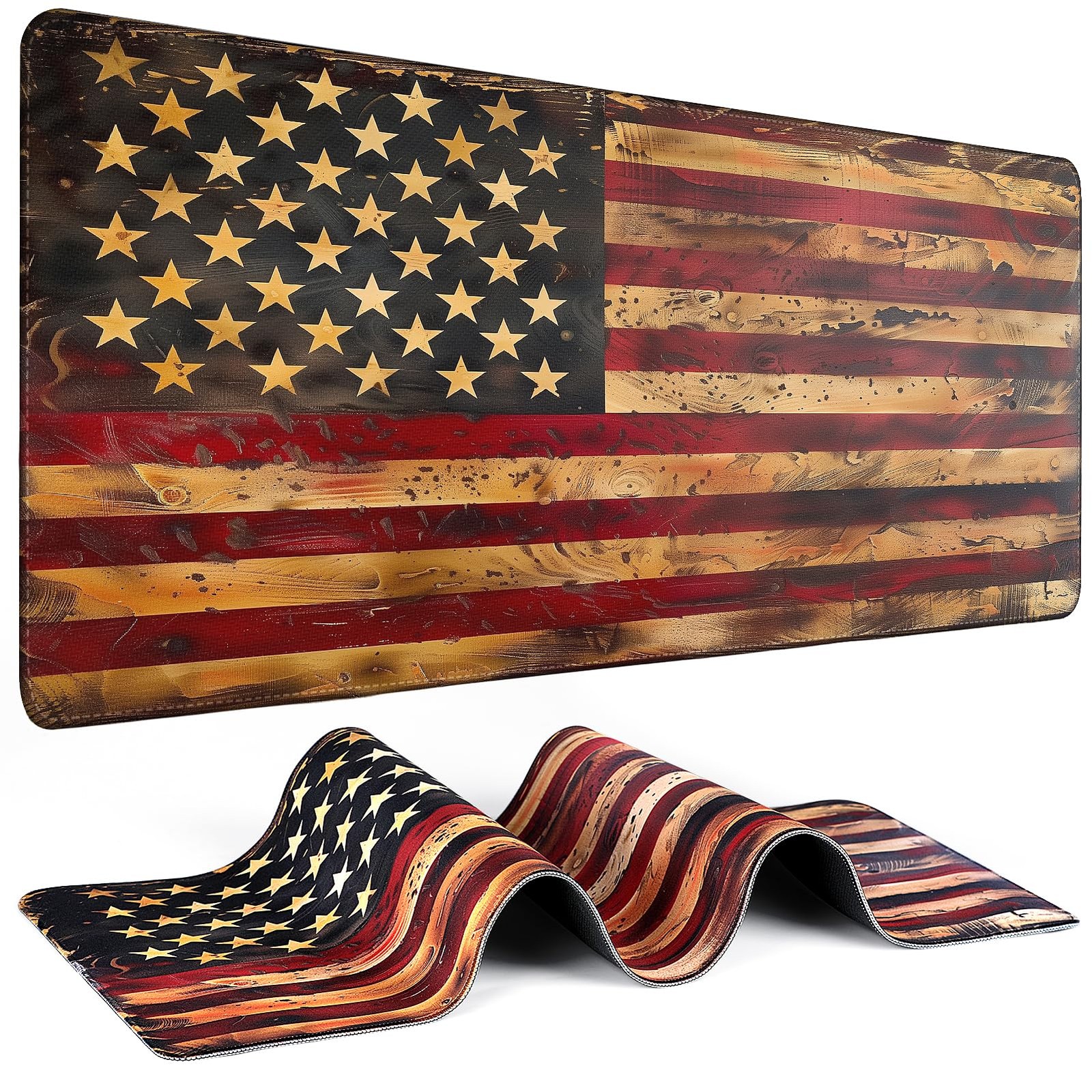 Mouse Pad Gaming - Desk Mat for 31.5L x 11.8W inches, American Antique Flag 