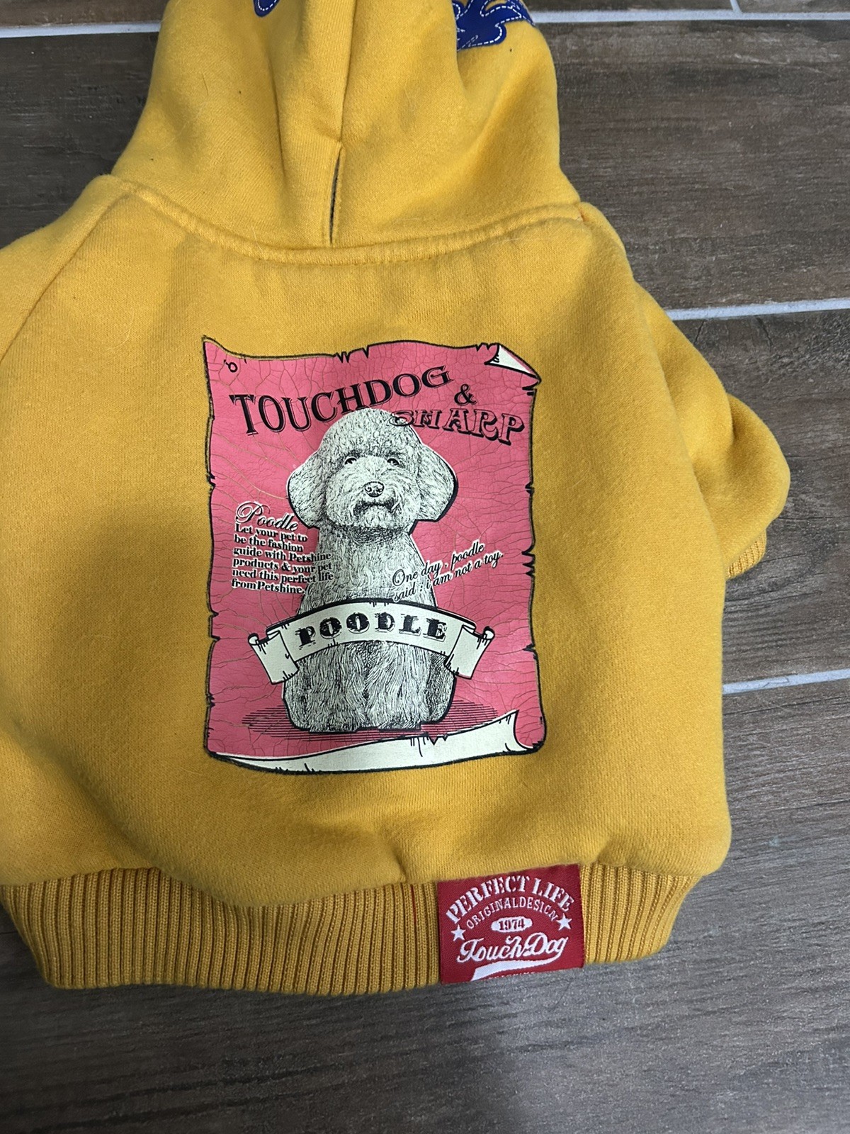 Touchdog Premium Hooded Varsity Jacket Dog Sweater Poodle Mustard Yellow XL