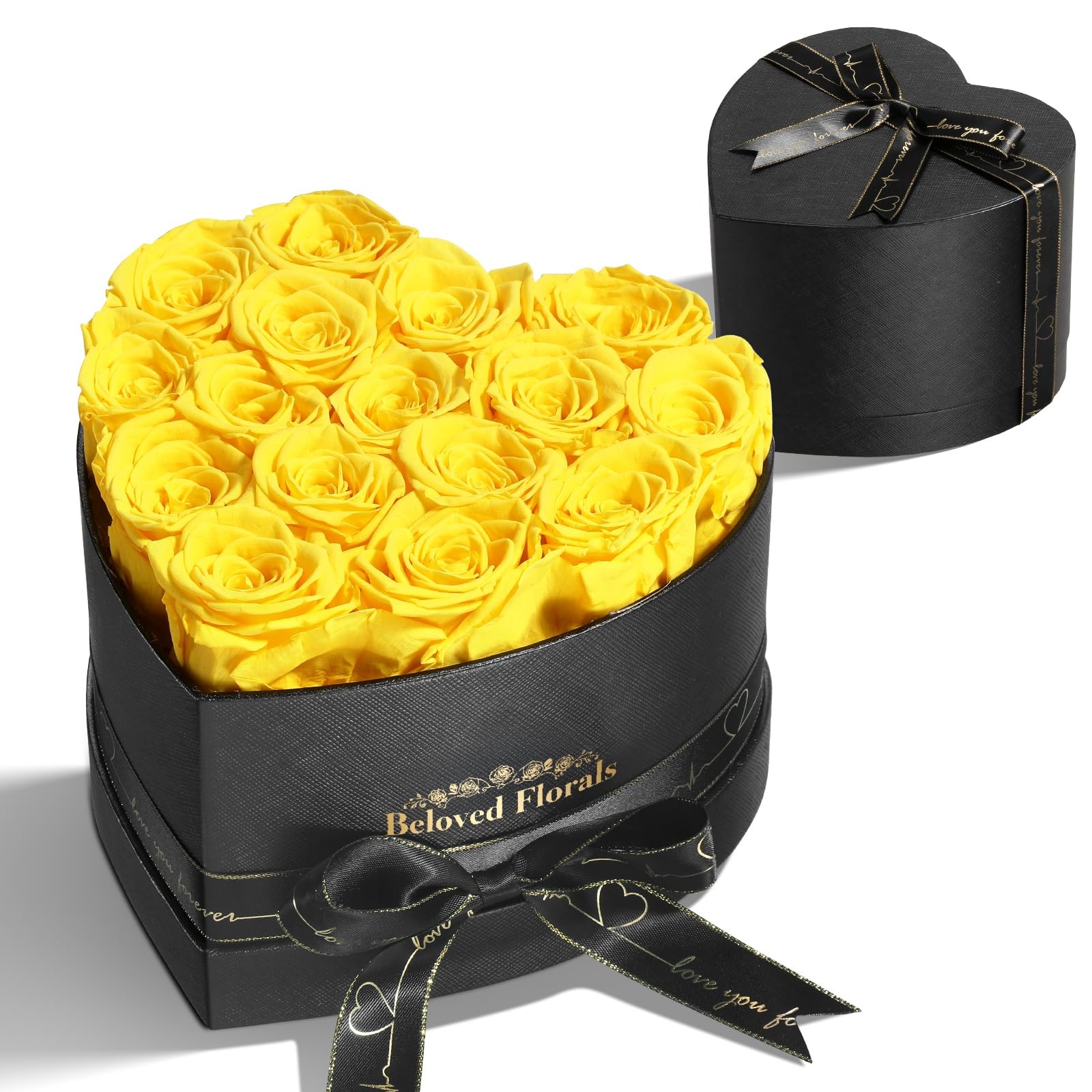 Auoasl 16 Preserved Flowers Rose Birthday Gifts for 16 Roses, Vibrant Yellow 