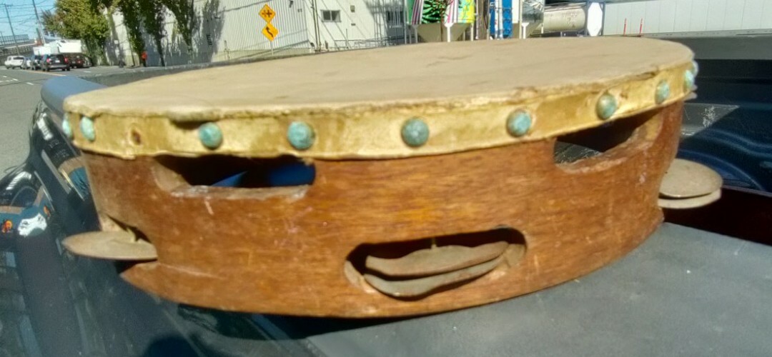 1890s Antique Handmade Bentwood Tambourine Folk Art Incredible Music