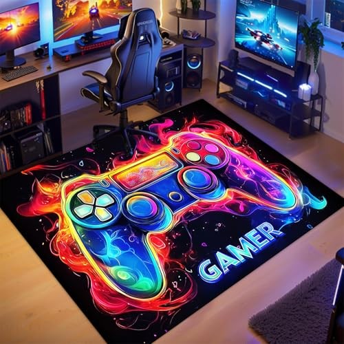 Gaming Rug for Boys Room - Small Gamer Area Rug for Boys Bedroom Games Themed 