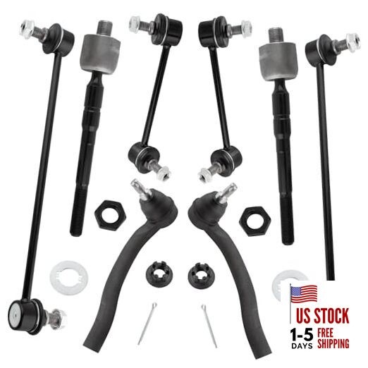 (Set of 8) Front & Rear Sway Bar End Links + Front Inner & Outer Tie Rod Ends 