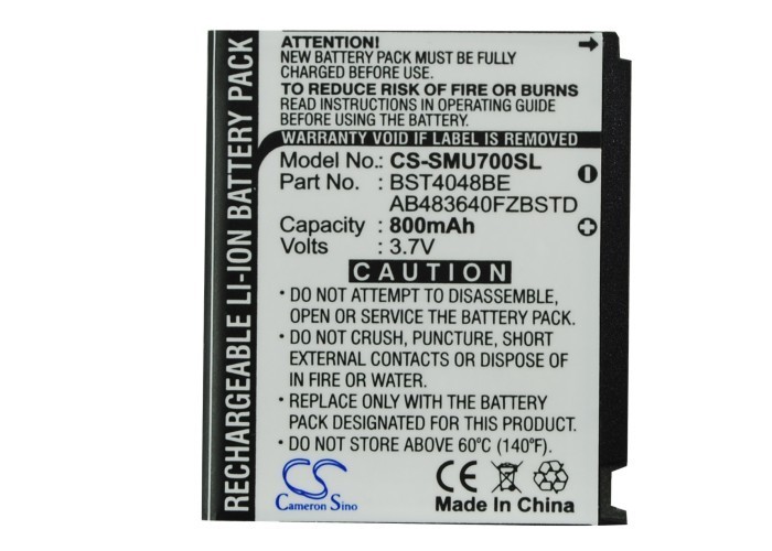Battery 800mAh Type AB483640FZBSTD for Samsung SGH-C178 SGH-G800