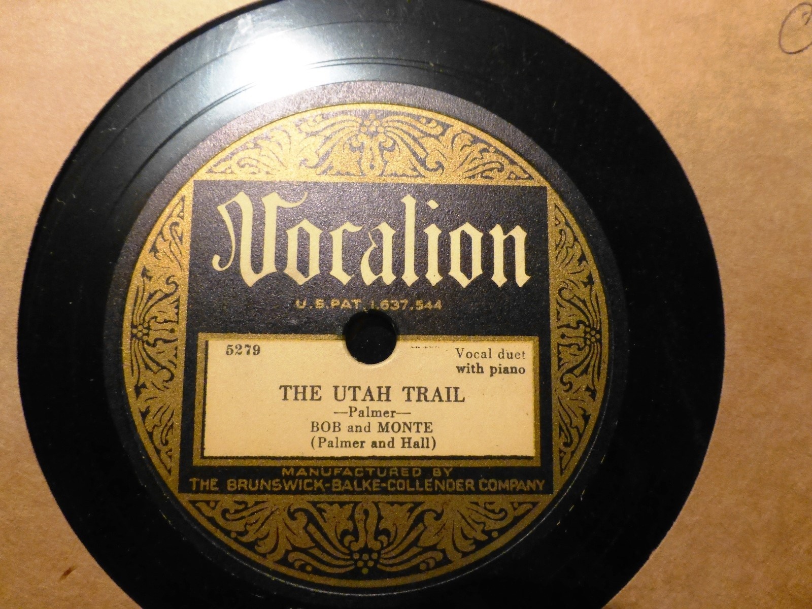 COUNTRY 1929 Bob PALMER AND HALL Utah Trail When It's Springtime VOCALION 5279