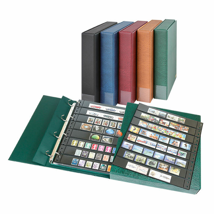 Lindner 1100B-G cassette binder stamp album ECO green + 20 sleeves Omnia 08