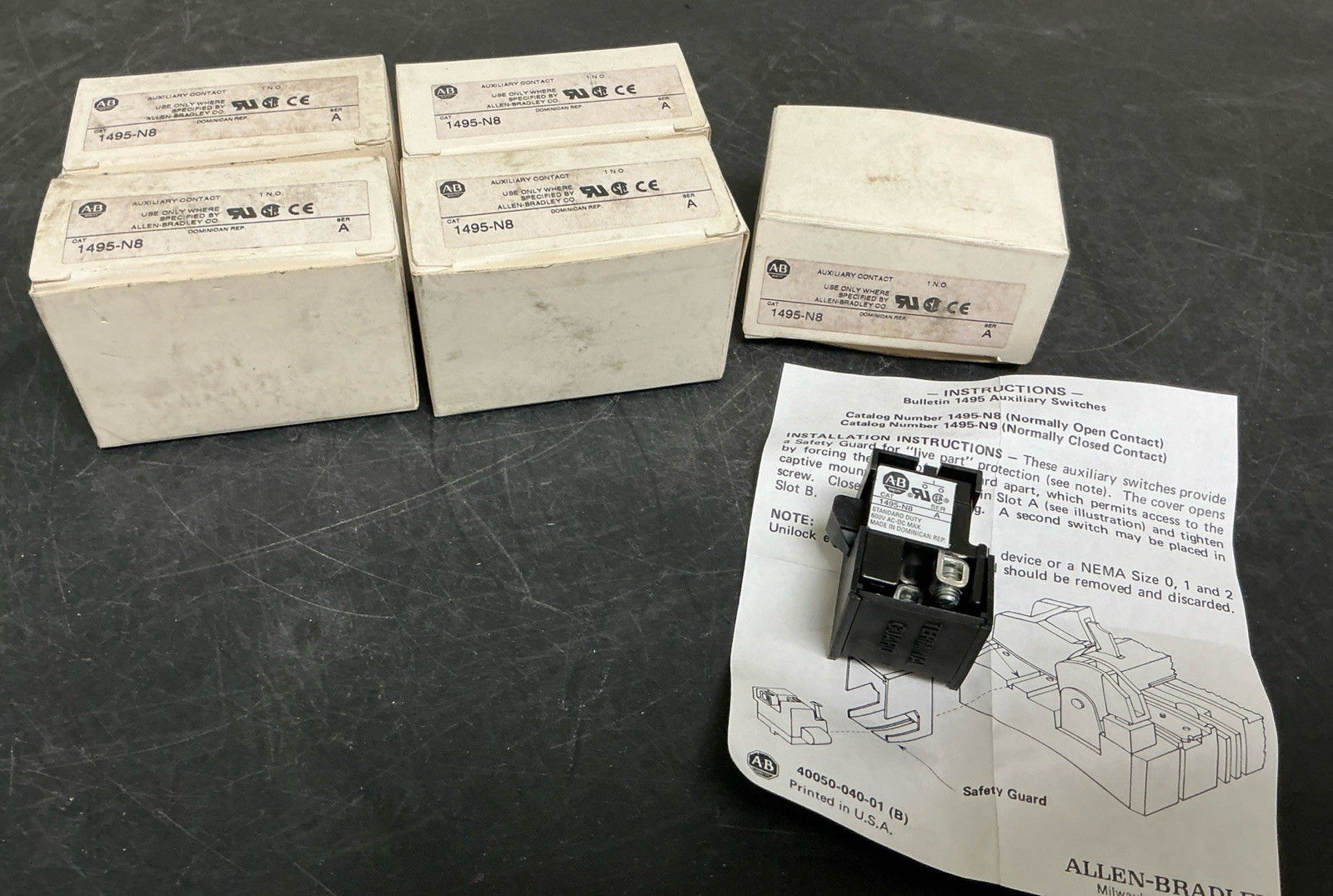 Lot of 5 Allen Bradley 1495-N8 Auxiliary Contact
