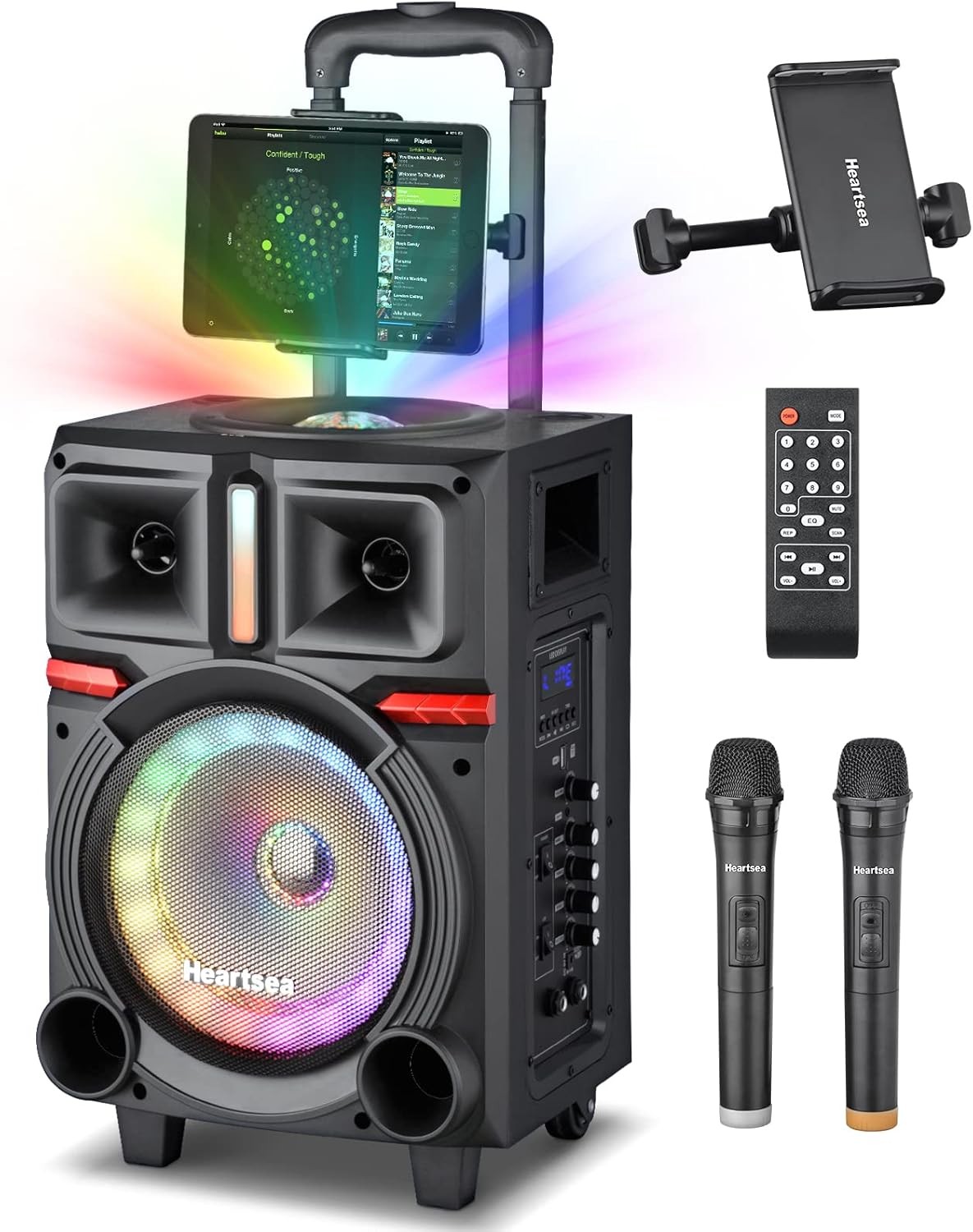 Karaoke Machine with 2 Wireless Microphones and Disco Lights for Home