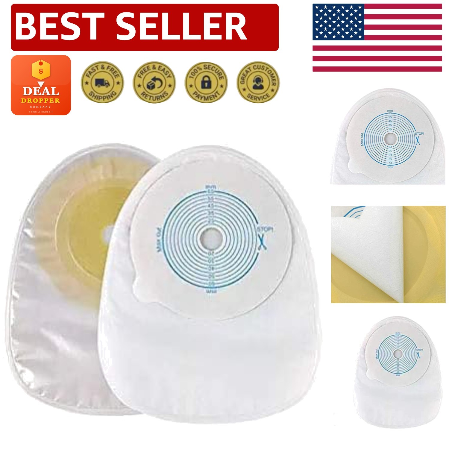 Say Goodbye to Odor - 10 Disposable Closed Stoma Bags, Easy Cut to Fit 20-65MM