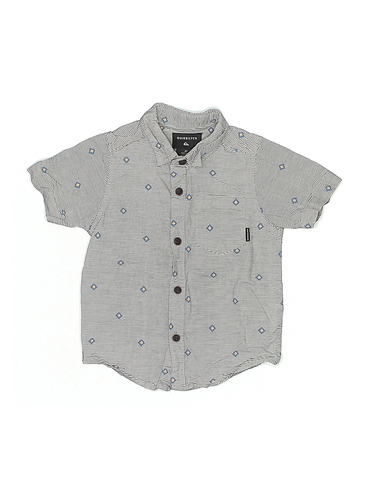 Quiksilver Boys Gray Short Sleeve Button-Down Shirt 2T