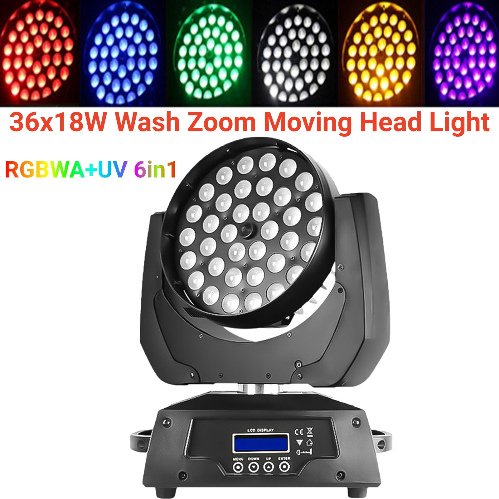 648W RGBWA+UV 36x18W LED Zoom Wash Moving Head Light DMX DJ Stage Lighting Show