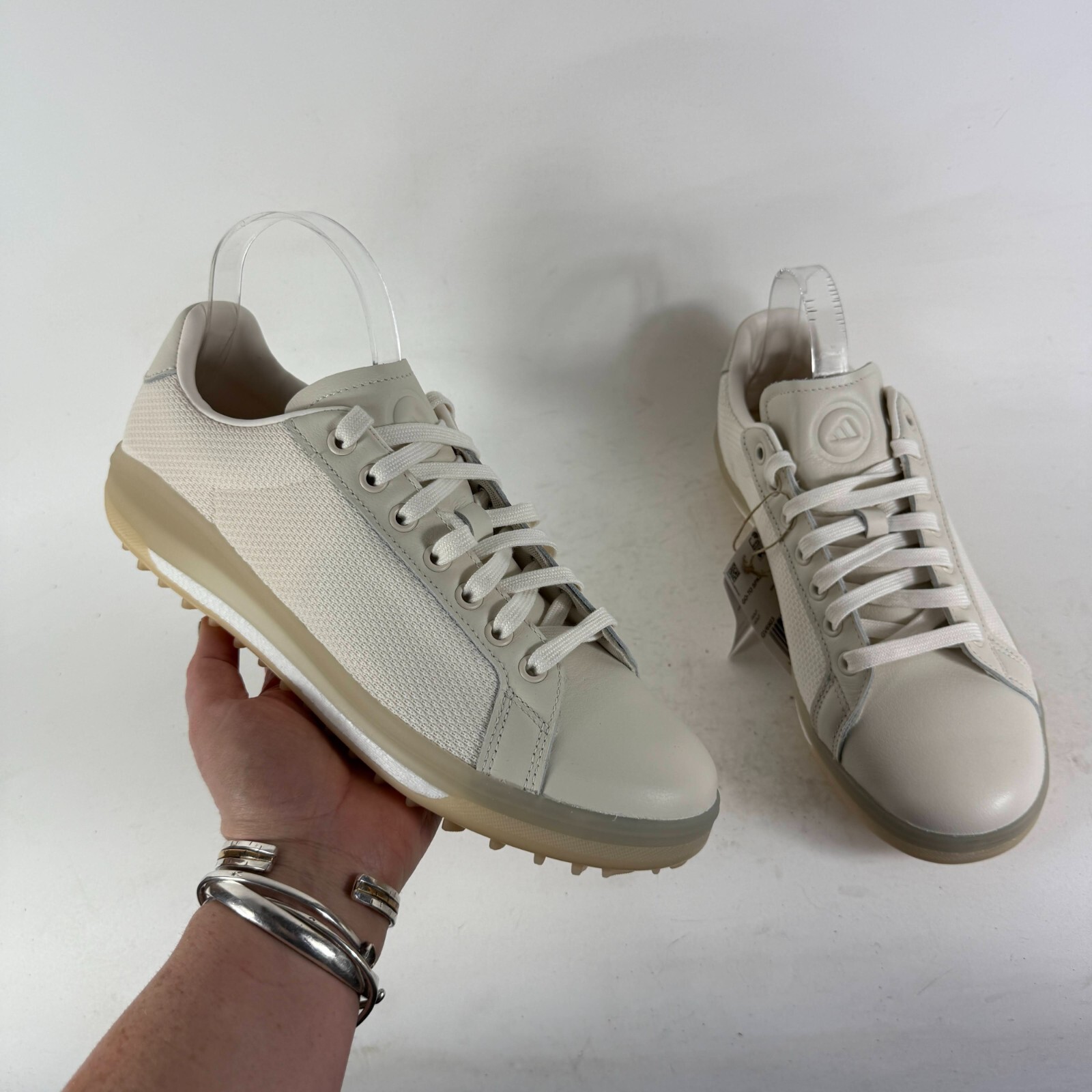 Adidas Golf Go-To Spikeless 1 Sneakers Men's 9 Beige Lace-Up Low Top Golf Shoes