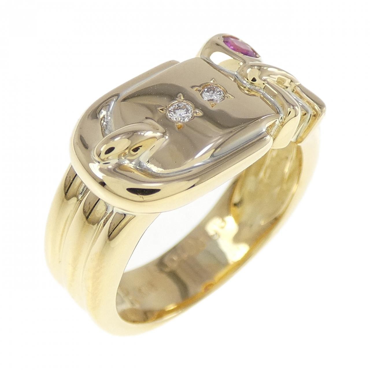 Authentic K18YG Ruby Ring 0.04CT #260-007-410-6912