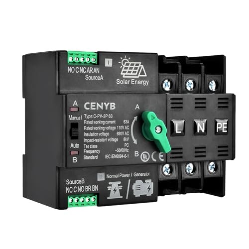 PV - Dedicated Automatic/Manual Transfer Switch Mini ATS PV 3P-63A ATS-110V