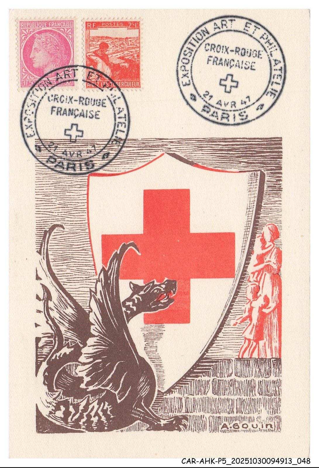 CAR-AHKP5-0290-MAXIMUM CARDS - PARIS - Art And Philately Exhibition - Croix R