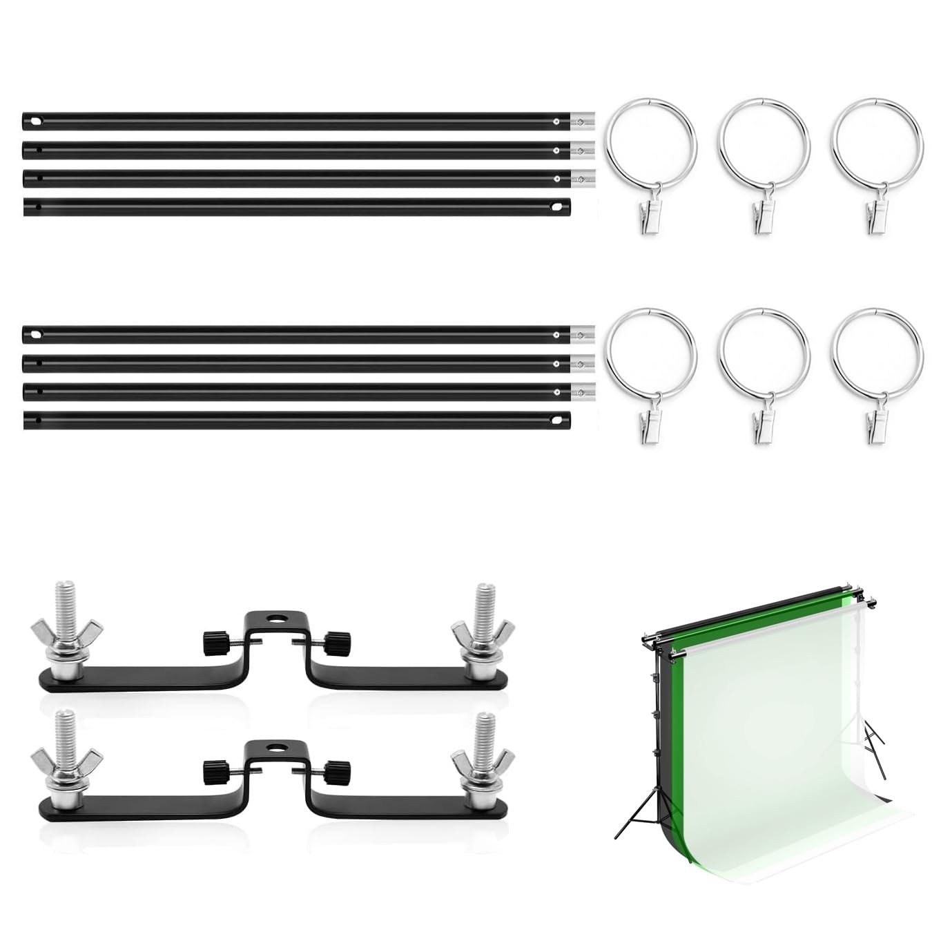 118" / 3m Background Folding Crossbar, Photography Lighting Muslin Backdrop S...
