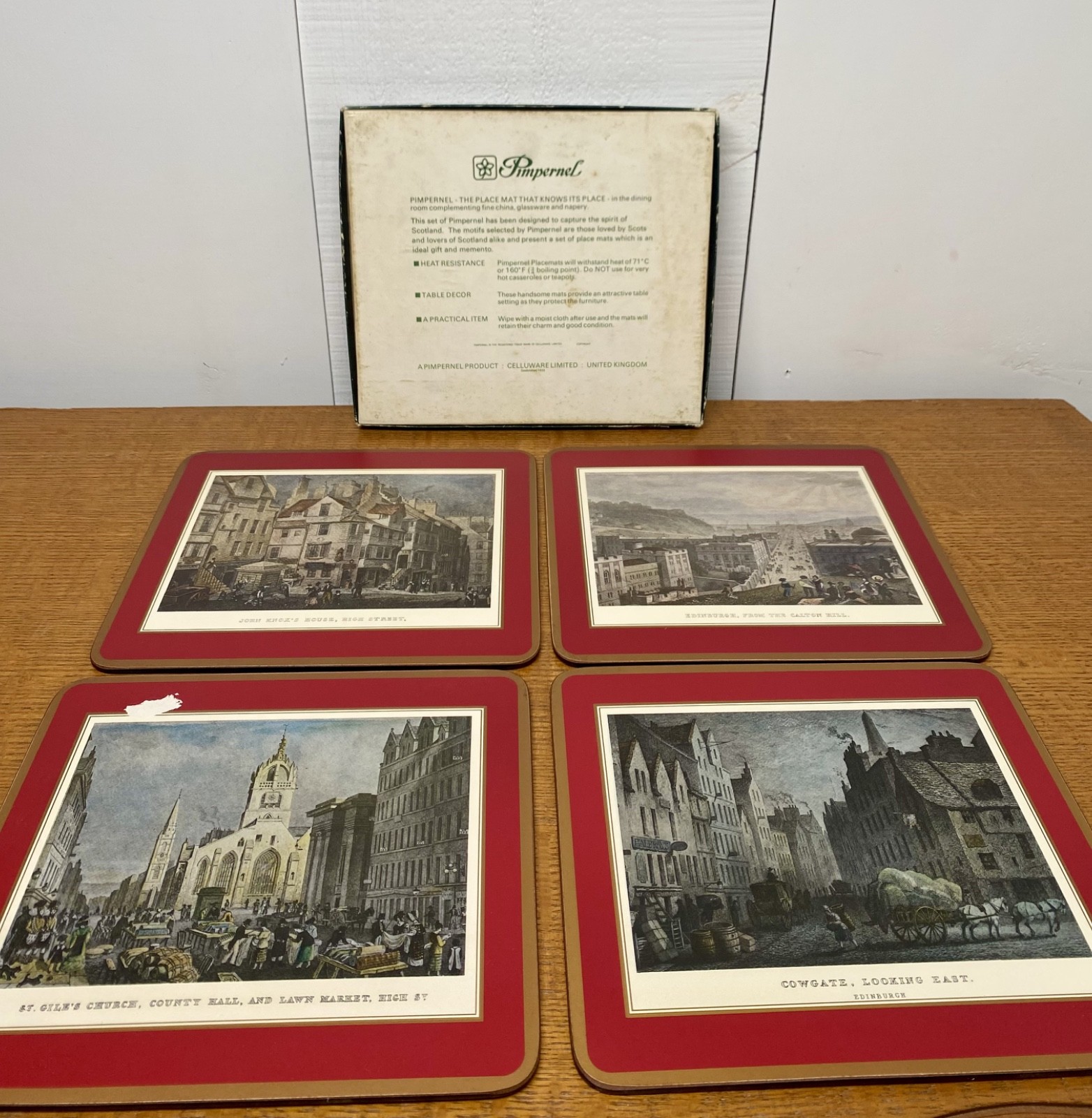 Pimpernel Edinburg, Scotland Placemats Set of 4 –Celluware Golden Jubilee 7"x8"