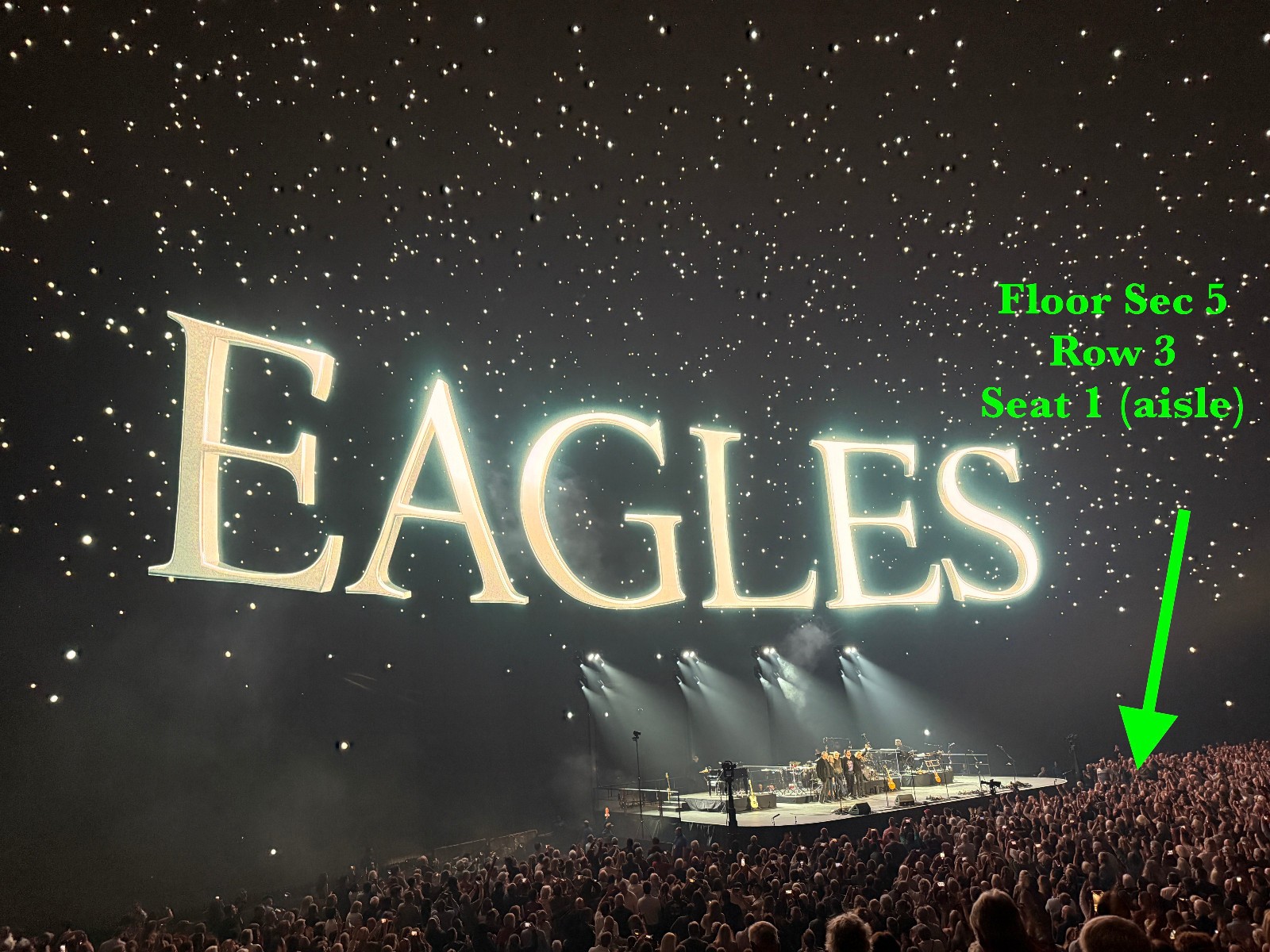 EAGLES Live The Sphere Las Vegas Single Ticket Mar 28 FLOOR 3rd row aisle seat!