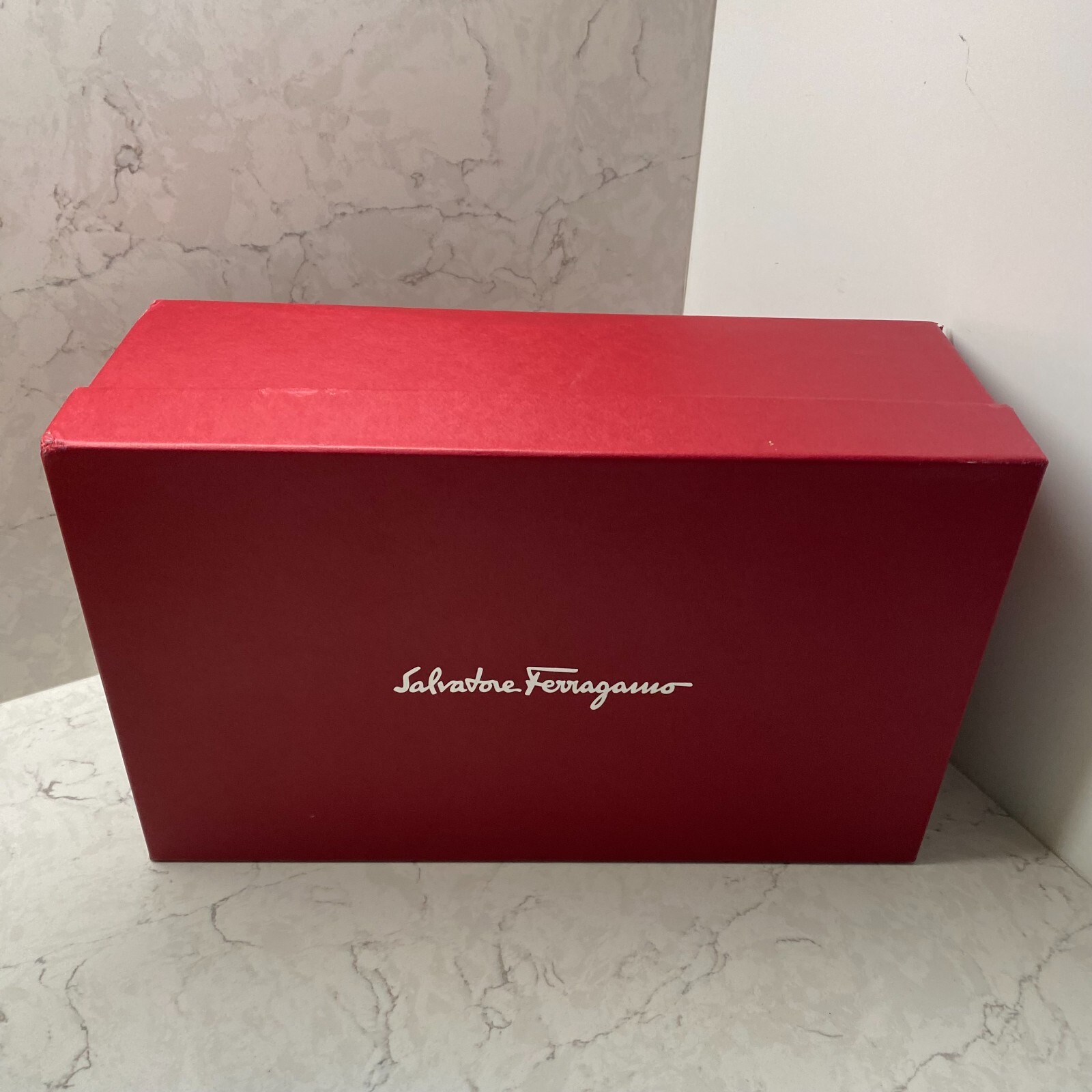 Salvatore Ferragamo Red Cardboard Shoes Empty Box - L 13.5" x W 8.5" x H 4.7"