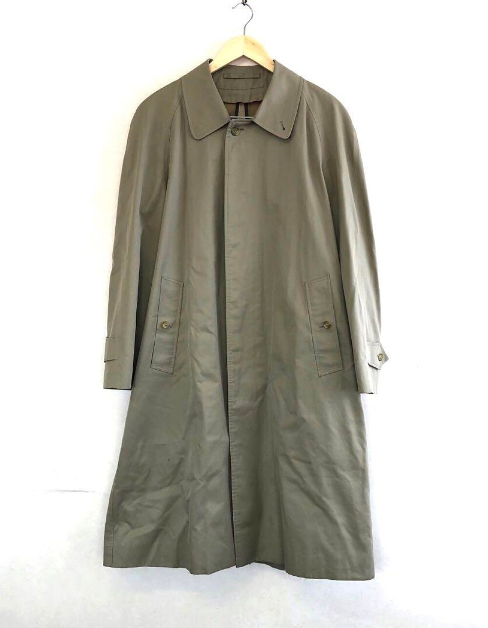 Burberry Long Double-breasted Coat Cotton Khaki Beige Size M For Women